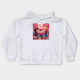 Toddlers celebrating Valentines day Kids Hoodie